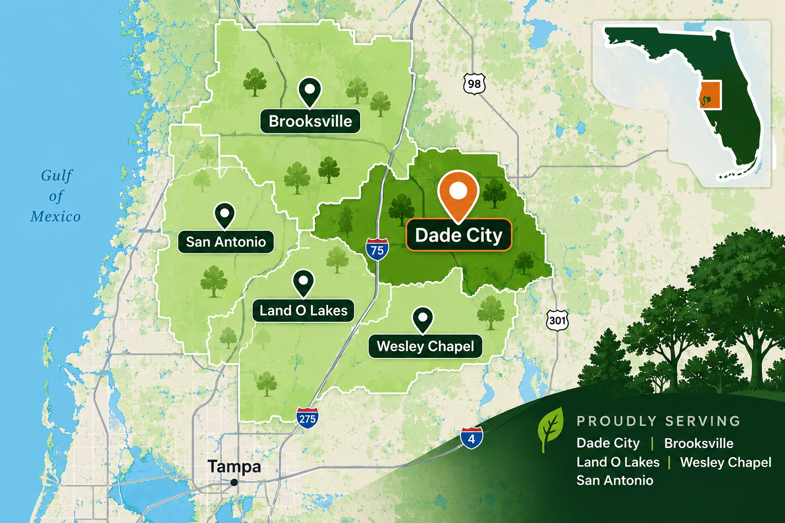 Dade City Tree Service Area Map